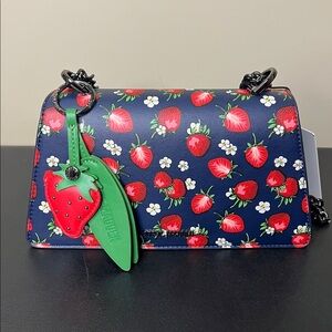 Steve Madden | Navy Strawberry Floral Satchel w/ Crossbody and Bag Charms